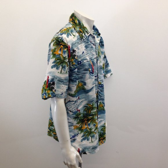 Maui Maui Men's Large Hawaiian Shirt Sailing Beach - Picture 5 of 7